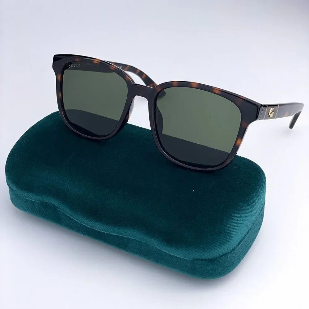 NEW GUCCI LOGO GG0637SK 002 Havana Green Square Men Sunglasses